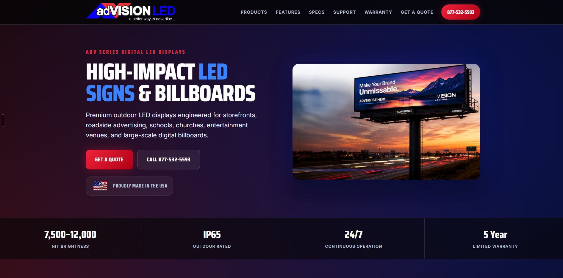 Redesigned Advision landing page — modern design, clear value proposition, strong CTAs